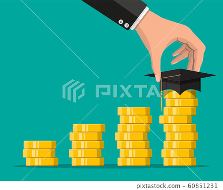 Graduation cap and gold coin 60851231