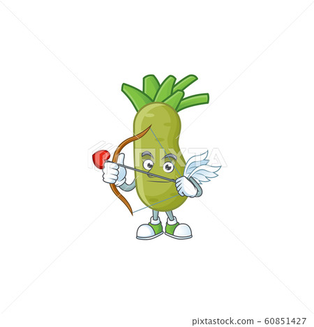 cartoon character of wasabi Cupid having arrow and wings 60851427