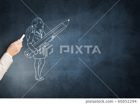 Caricatures of businesswoman in palm 60852294