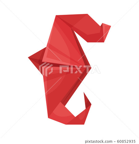 Seahorse Origami Figure Vector Illustration. Art of Paper Folding Concept 60852935