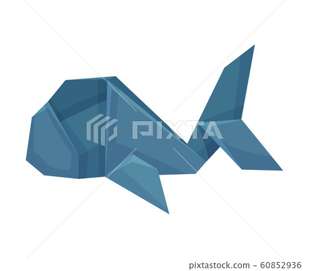 Origami Whale Vector Illustrated Element. Art of Paper Folding Concept 60852936