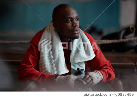 African boxer resting after fight African boxer resting after fight 60853499