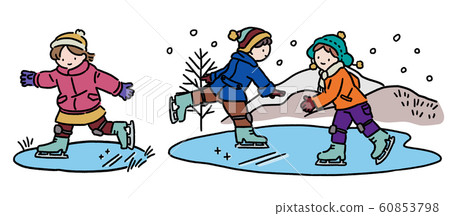 Ice skating, children (with background) 60853798
