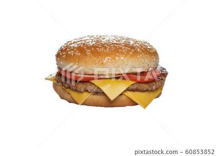 Bun with sesame with cutlet, cheese, bacon and Bun with sesame with cutlet, cheese, bacon and 60853852