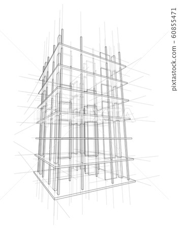 Drawing of a house under construction. Vector 60855471