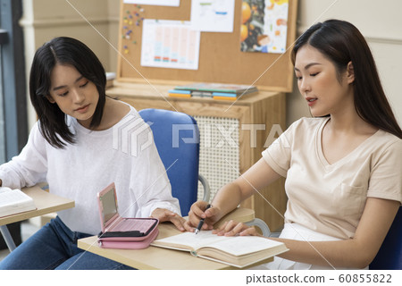 Female student conversation Female student conversation 60855822