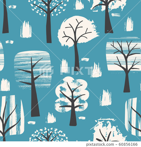 Vector Seamless Winter Pattern with Trees Covered Vector Seamless Winter Pattern with Trees Covered 60856166