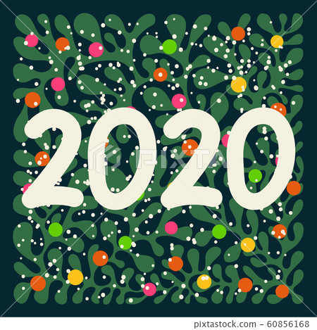 Vector 2020 greetings on winter background floral Vector 2020 greetings on winter background floral 60856168