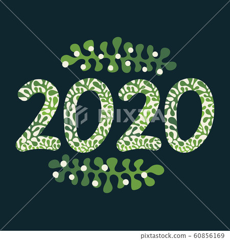 Vector 2020 greetings on winter background floral Vector 2020 greetings on winter background floral 60856169