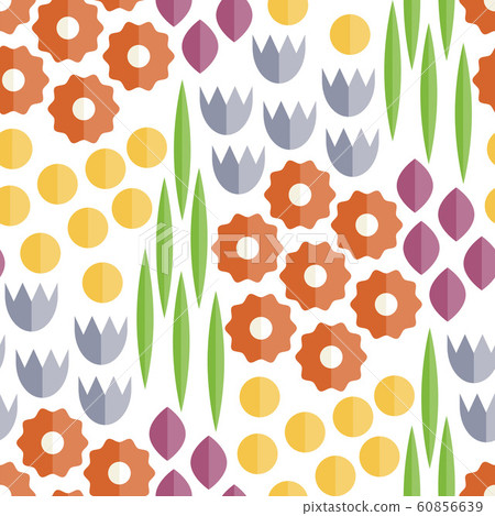 Vector Seamless Flat Pattern with Flowers Vector Seamless Flat Pattern with Flowers 60856639