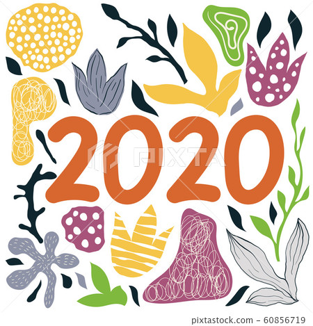 Vector 2020 greetings floral pattern Vector 2020 greetings floral pattern 60856719