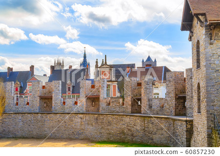 Gravensteen castle wall view in Ghent, Belgium 60857230