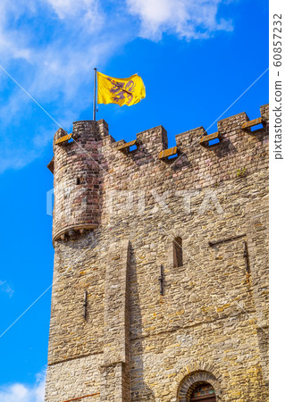 Gravensteen castle wall view in Ghent, Belgium Gravensteen castle wall view in Ghent, Belgium 60857232