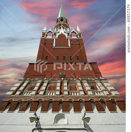 Troitskaya Tower and Kutafia (bridgehead) tower, Moscow Kremlin,  Russia 60857374
