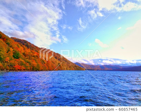 Lake Towada and autumn leaves 60857465