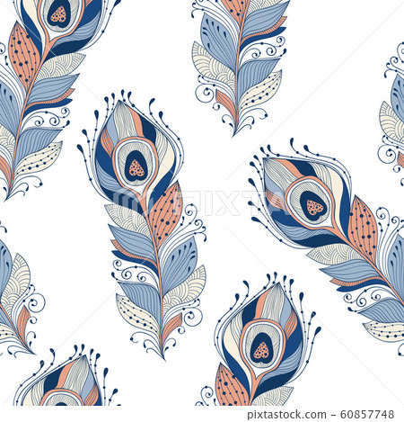 Vector Seamless Pattern with Feathers Vector Seamless Pattern with Feathers 60857748