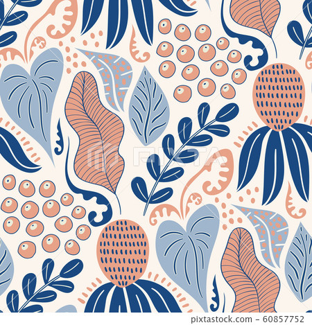 Vector Seamless Tough Pattern with Flowers Vector Seamless Tough Pattern with Flowers 60857752