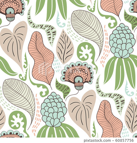 Vector Seamless Tough Pattern with Flowers Vector Seamless Tough Pattern with Flowers 60857756