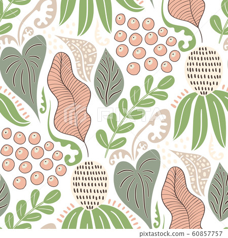 Vector Seamless Tough Pattern with Flowers Vector Seamless Tough Pattern with Flowers 60857757