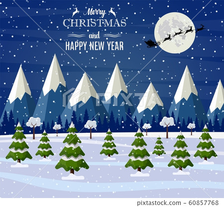 Christmas landscape at night 60857768