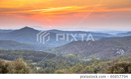 Orange Sunrise over Cevennes national park Orange Sunrise over Cevennes national park 60857794