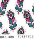 Vector Seamless Pattern with Feathers 60857892