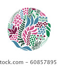 Vector Circle  Pattern with Flowers 60857895
