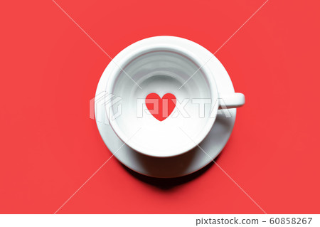 Top view of coffee cup with heart Top view of coffee cup with heart 60858267