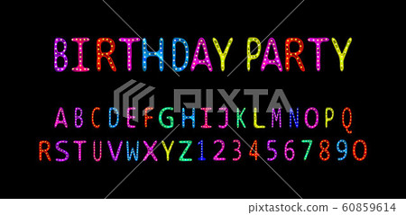 Hand drawn colorful font 60859614