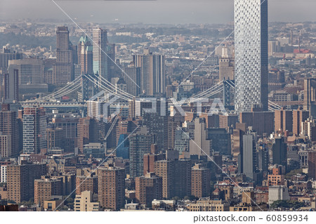 Manhattan Skyline Overlooking Daytime Manhattan Bridge Manhattan Skyline Overlooking Daytime Manhattan Bridge 60859934