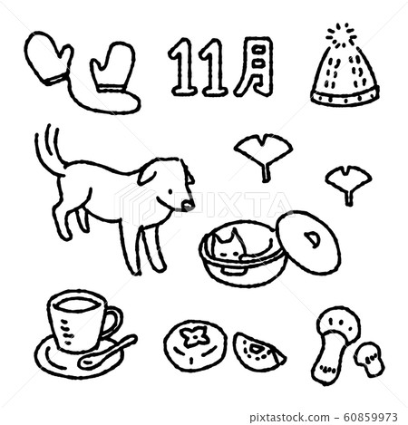 11月物質貓和狗 插圖素材 60859973 Pixta圖庫