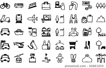 Hand drawn icon set {40} Vehicles and public institutions Hand drawn icon set {40} Vehicles and public institutions 60861859