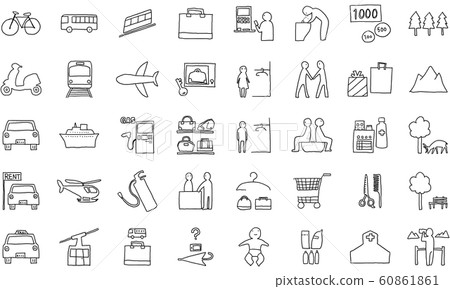 手工繪製的圖標集{40}車輛和公共機構 手工繪製的圖標集{40}車輛和公共機構 60861861