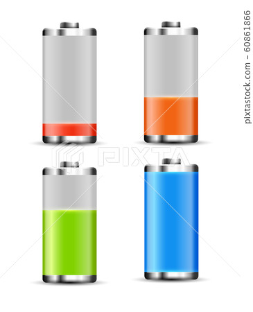 Battery charge design. Full charge energy for mobile phone. Accumulator indicator vector icon of 60861866