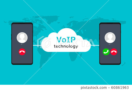 Voip call system voice phone technology. Voice over ip internet video telephony mobile cellphone 60861963
