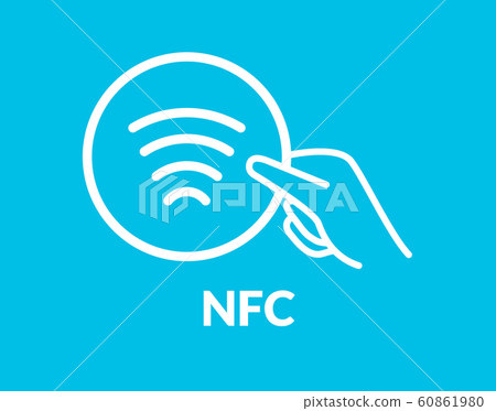 Contactless NFC wireless pay sign logo. Credit card nfc payment vector concept 60861980