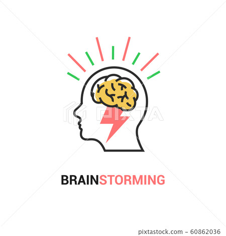 Brainstorm vector icon idea. Brain storm... - Stock Illustration ...