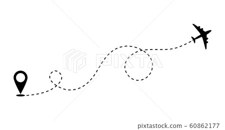 Airplane route path icon. Vector plane flight... - Stock Illustration ...