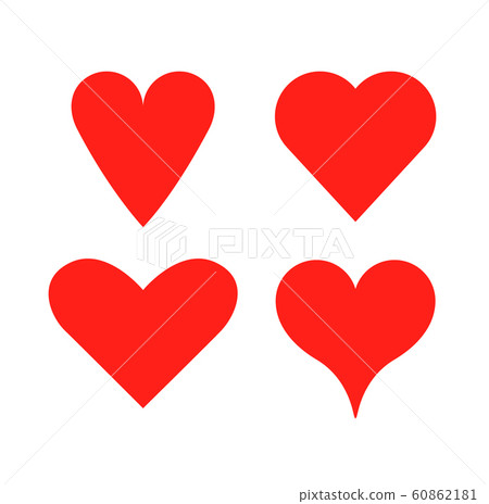 Heart vector shape love icon. Red heart set... - Stock Illustration ...