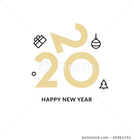 2020 new year design happy vector logo calendar. 2020 typography card 60862242