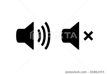 Sound vector icon speaker volume. Audio volume symbol, noise loud button level 60862455