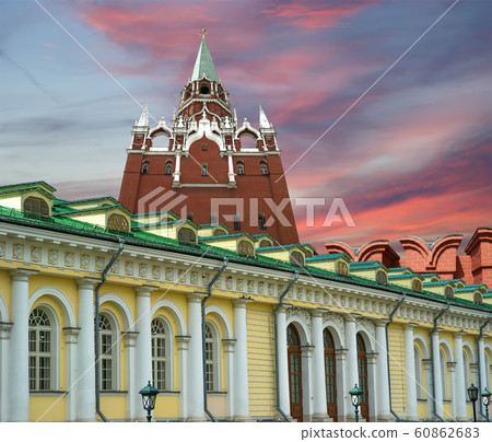 Manege Exhibition Hall and Troitskaya Tower in Moscow. Russia 60862683