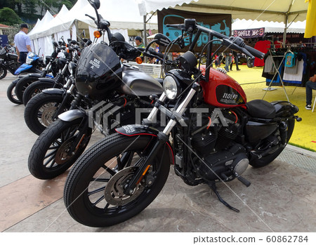 Beautiful American's Harley-Davidson motorcycle. Customized creatively by owner.  60862784