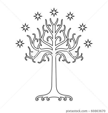 White Tree of Gondor. Isolated black and white eps White Tree of Gondor. Isolated black and white eps 60863670