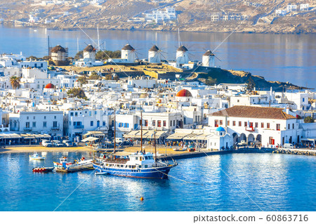 Panoramic view of Mykonos town, Cyclades islands, Greece 60863716