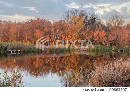 Autumn sunset river Ros landscape, Ukraine Autumn sunset river Ros landscape, Ukraine 60863767