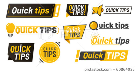 Set of isolated hints icons, quick tips with lamp Set of isolated hints icons, quick tips with lamp 60864053