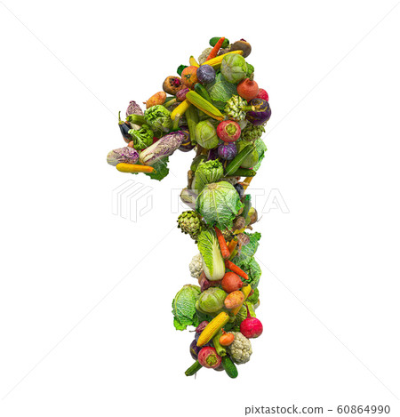 Number 1 from vegetables, 3D rendering Number 1 from vegetables, 3D rendering 60864990