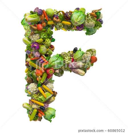 Letter F Vegetables Font 3d Rendering Stock Illustration