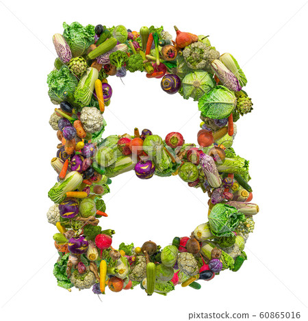 Letter B, Vegetables Font. 3D Rendering - Stock Illustration [60865016 ...